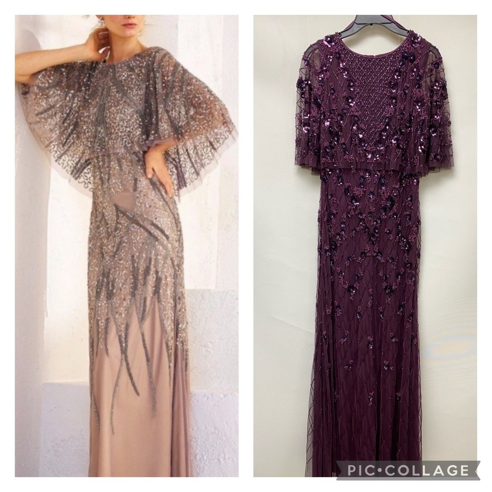 Adrianna Papell pop over beaded long gown